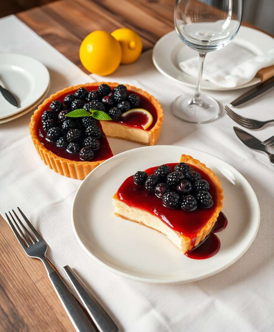 Decadent Lemon Tart with Blackberry Coulis