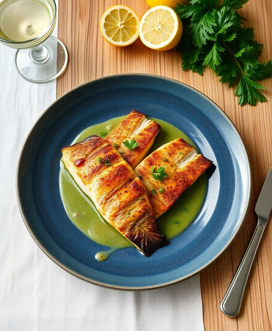 Crispy Pan-Seared Walleye with Lemon-Dill Sauce