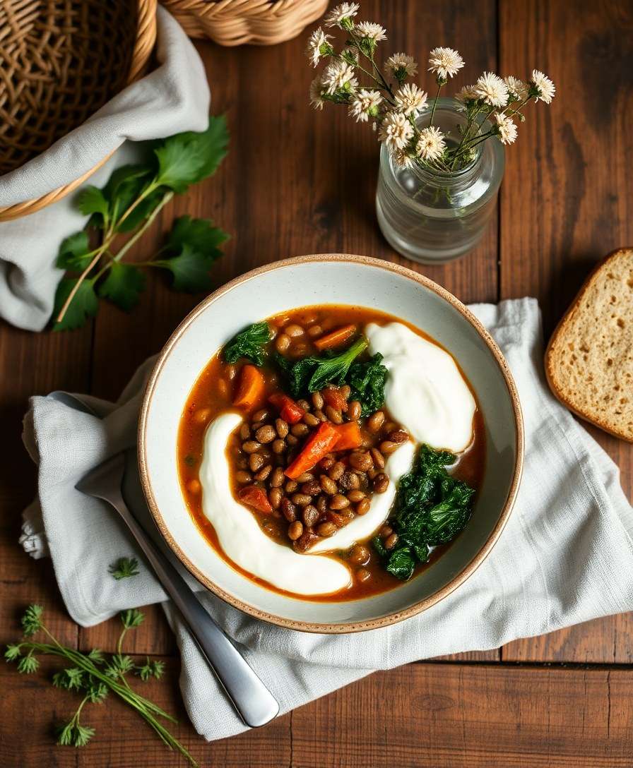 Smokey Lentil & Kale Stew with Creamy Aioli