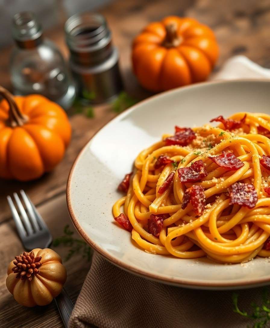 Creamy Pumpkin Pasta with Crispy Pancetta