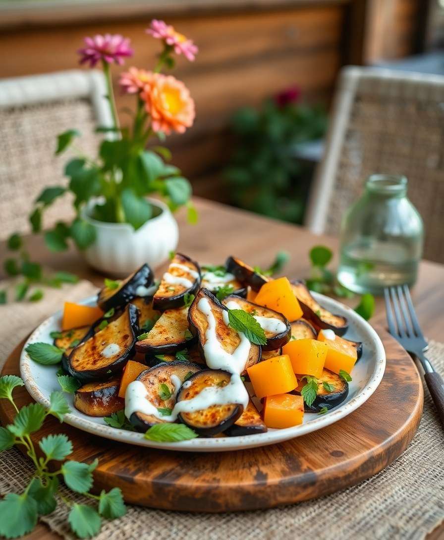 Roasted Eggplant Salad with Yogurt Dressing