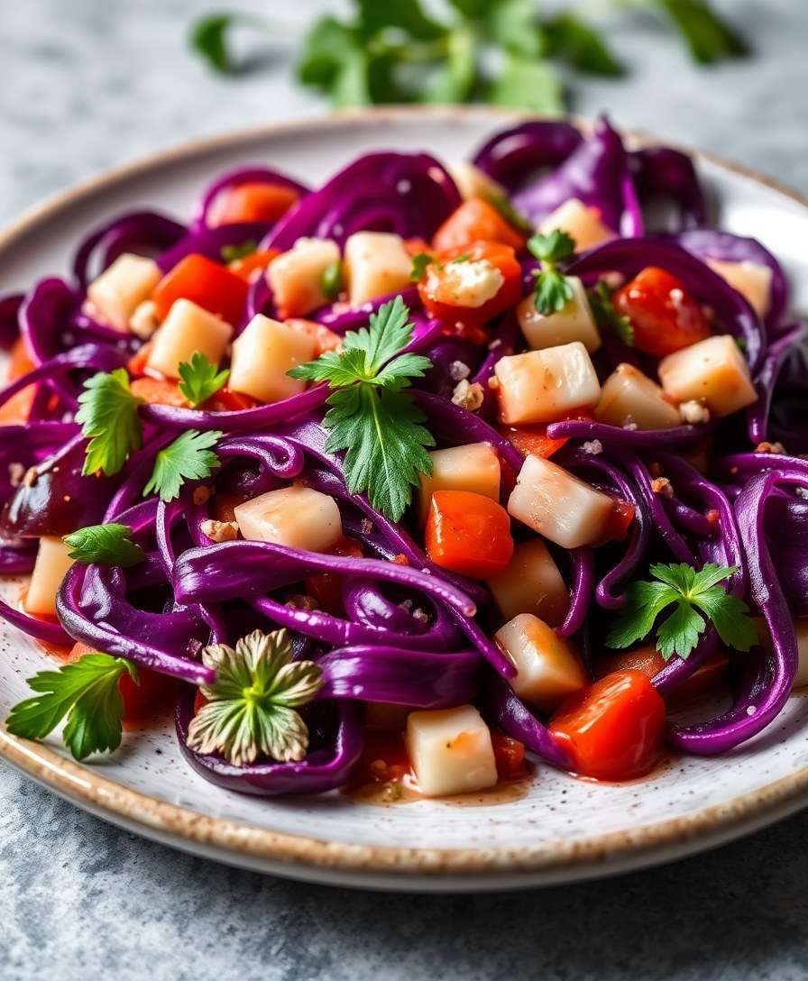 Vibrant Purple Cabbage Salad with Rosé Glaze