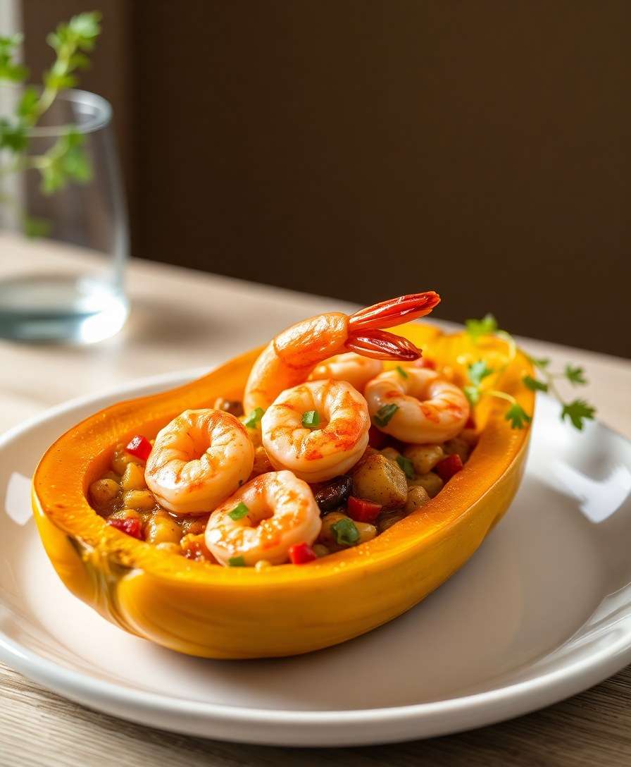 Gourmet Roasted Shrimp in Butternut Squash