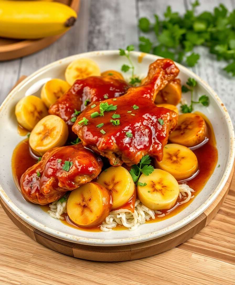 Spicy Honey Glazed Chicken with Bananas