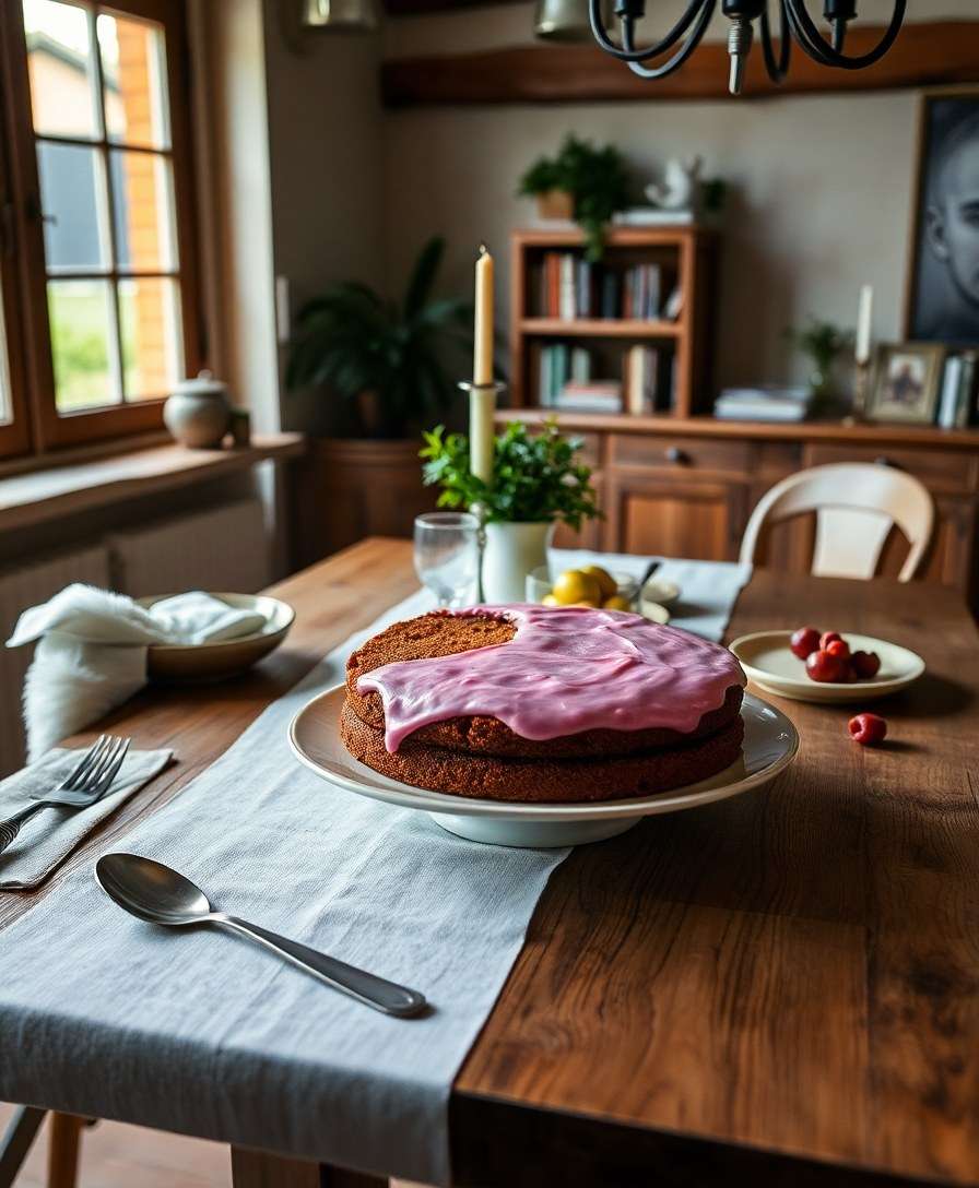 Soft Gingerbread with Lingonberry Frosting