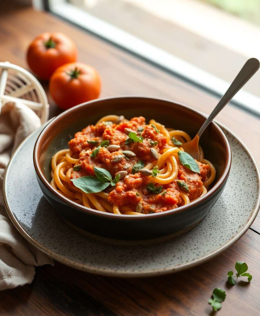 Creamy Tomato Pasta with Pesto Burst