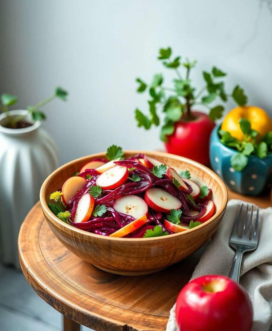 Vibrant Red Cabbage & Apple Salad