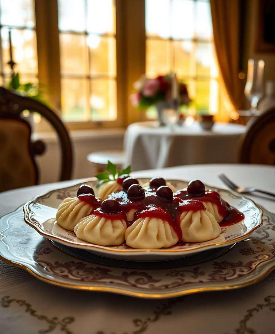 Gourmet Germknödel with Cherry Compote